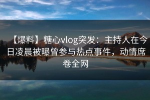 【爆料】糖心vlog突发：主持人在今日凌晨被曝曾参与热点事件，动情席卷全网