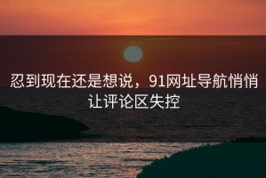 忍到现在还是想说，91网址导航悄悄让评论区失控