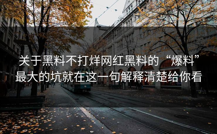 关于黑料不打烊网红黑料的“爆料”最大的坑就在这一句解释清楚给你看