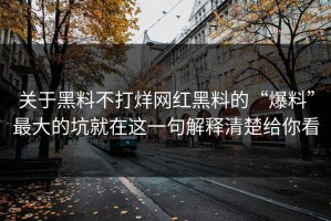 关于黑料不打烊网红黑料的“爆料”最大的坑就在这一句解释清楚给你看