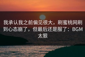 我承认我之前偏见很大，刷蜜桃网刷到心态崩了，但最后还是服了：BGM太狠